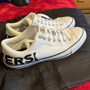 Converse 160110F white sneakers with black writing M 10 W 12